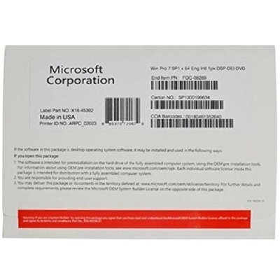 Microsoft Windows 7 Professional OEM Paketi